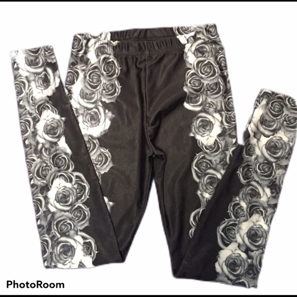 ZARA TEREZ GIRLS LEGGING BLACK ROSES LARGE